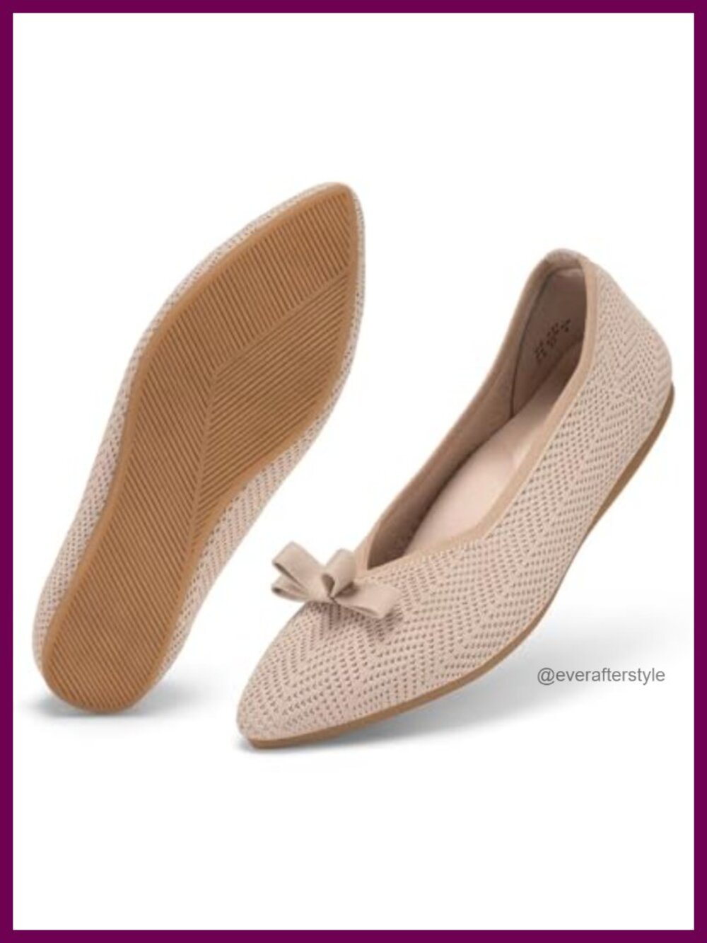 Women's Pointed Toe Ballet Flats Memory Foam Slip-On Dress Shoes